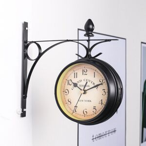 MDSRJONE Wall Clock Ornament Garden Double Sided Clock Station Hanging Bracket Outdoor MDSRJONE Wall Clock Ornament Garden Double Sided Clock Station Hanging Bracket Outdoor