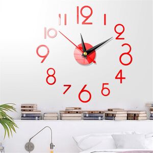 GreenZech (Red) DIY Wall Clock 3D Surface Mirror Numerals Room Office Sticker Home Modern GreenZech (Red) DIY Wall Clock 3D Surface Mirror Numerals Room Office Sticker Home Modern
