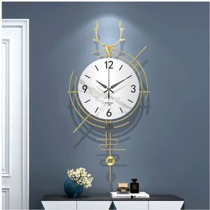 GreenZech (33cm) Nordic Light Luxury Deer Head Clock Wall Clock Living Room Home Fashion P GreenZech (33cm) Nordic Light Luxury Deer Head Clock Wall Clock Living Room Home Fashion P