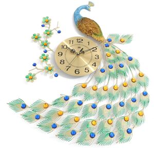 GreenZech Home Large Metal Peacock Luxury Diamond Wall Mounted Clock Living Room Art Decor GreenZech Home Large Metal Peacock Luxury Diamond Wall Mounted Clock Living Room Art Decor