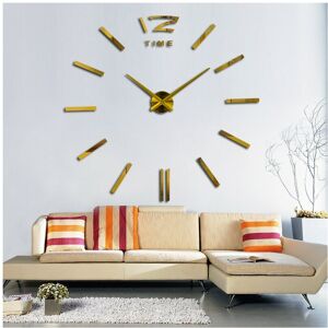GreenZech (Gold) Modern DIY Wall Clock Large Frameless 3D Wall Clock Mirror Stickers Silen GreenZech (Gold) Modern DIY Wall Clock Large Frameless 3D Wall Clock Mirror Stickers Silen