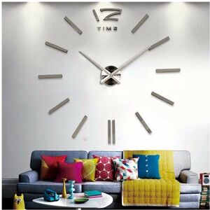 GreenZech (Silver) Modern DIY Wall Clock Large Frameless 3D Wall Clock Mirror Stickers Sil GreenZech (Silver) Modern DIY Wall Clock Large Frameless 3D Wall Clock Mirror Stickers Sil