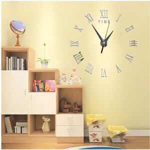 GreenZech (Silver) Large 3D DIY Wall Clock Roman Numerals Clock Frameless Mirror Surface W GreenZech (Silver) Large 3D DIY Wall Clock Roman Numerals Clock Frameless Mirror Surface W