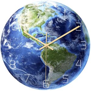 GreenZech Creative North/South America Luminous Earth Wall Clock Mute Wall Clock Quartz Wa GreenZech Creative North/South America Luminous Earth Wall Clock Mute Wall Clock Quartz Wa