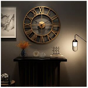 winwin Gold Silent Large Wall Clock Metal Vintage Stereo Roman Numeral winwin Gold Silent Large Wall Clock Metal Vintage Stereo Roman Numeral