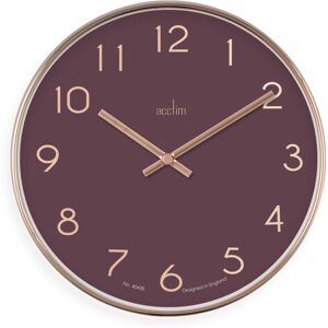 (Mulberry) Acctim Elma Wall Clock Quartz Debossed Foil Numerals 25cm (Mulberry) Acctim Elma Wall Clock Quartz Debossed Foil Numerals 25cm