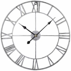 Unbranded (Silver, 47cm) Retro Iron Wall Clock Decorative Hand Home Outdoor Commercial Up Unbranded (Silver, 47cm) Retro Iron Wall Clock Decorative Hand Home Outdoor Commercial Up
