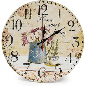 Unbranded (As show, One size) Home 34cm Silent Wooden Round Wall Clock Vintage Rustic Chic Unbranded (As show, One size) Home 34cm Silent Wooden Round Wall Clock Vintage Rustic Chic