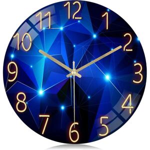 Unbranded (As show, One size) 12 Inch Silent Non-Ticking Glass Blue Wall Clock for Living Unbranded (As show, One size) 12 Inch Silent Non-Ticking Glass Blue Wall Clock for Living
