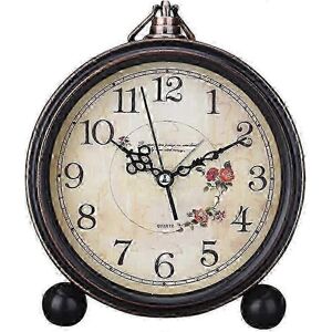 Kikidex (As show, One size) Vintage Retro Table Clock Metal Gold Silent Desk Clock Non T Kikidex (As show, One size) Vintage Retro Table Clock Metal Gold Silent Desk Clock Non T