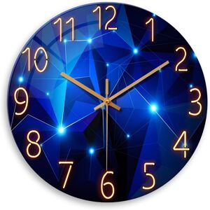 Unbranded Round Blue Wall Clocks 12 Inch Glass Modern Silent Non-Ticking Battery Operated Unbranded Round Blue Wall Clocks 12 Inch Glass Modern Silent Non-Ticking Battery Operated