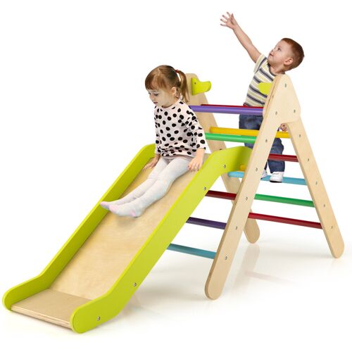 Casart 2-in-1 Triangle Climbing Set Wooden Triangle Climber Kids Climbing Toy
