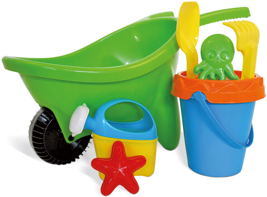 ADRIATIC (With Toys) Kids Plastic Wheelbarrow Beach Bucket & Play Toy Set Sandbox Summer