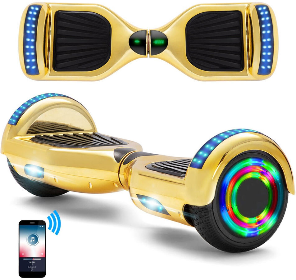 PhilaLife (Gold) Hoverboard 6.5'' Smart Self-Balancing Scooter with Bluetooth & LED Lights