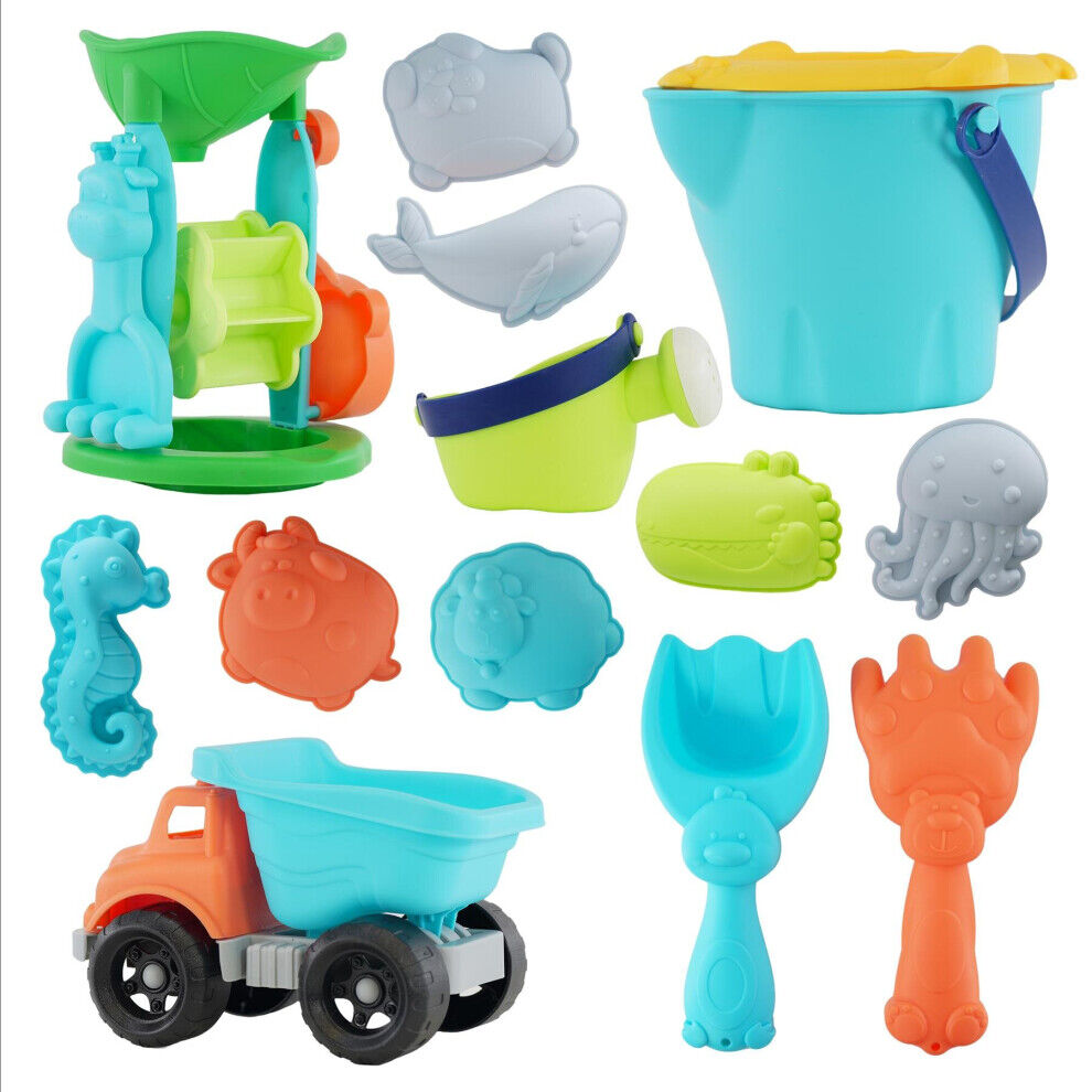 The Magic Toy Shop Baby Kids Beach Sand Truck Play Toys Bucket Set Shovel Preten