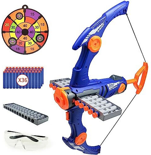 YTSWELE Bow and Arrow Set for Kids Compatible with Nerf Gun Bullets, 12-Dart Clip Shot F