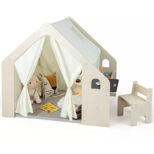Costway 6-in-1 Kids Playhouse Wooden Indoor Play Tent Toddler Costway 6-in-1 Kids Playhouse Wooden Indoor Play Tent Toddler