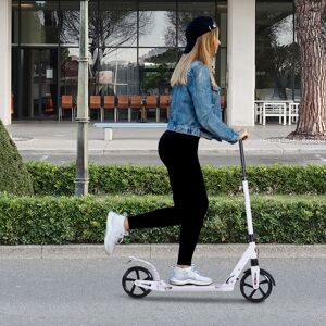 HOMCOM Folding Kick Scooter with Big Wheels for 14+ Teens Adult, White HOMCOM Folding Kick Scooter with Big Wheels for 14+ Teens Adult, White