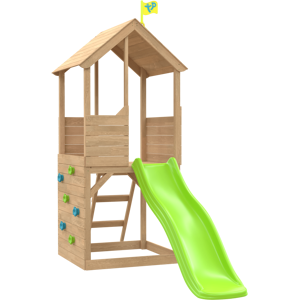 TP TOYS Treehouse Wooden Play Tower, with Wavy Slide & Climbing Wall - FSC certified TP TOYS Treehouse Wooden Play Tower, with Wavy Slide & Climbing Wall - FSC certified