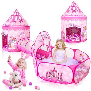 GeerWest 3PC Princess Tent for Girls with Kids Ball Pit and Crawl Tunnel for Tod GeerWest 3PC Princess Tent for Girls with Kids Ball Pit and Crawl Tunnel for Tod