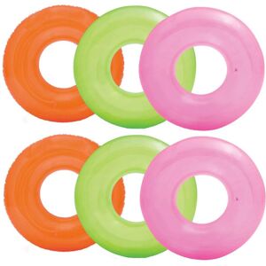 Intex Colorful Transparent Inflatable Swimming Pool Tube Raft (6-Pack) 59260EP Intex Colorful Transparent Inflatable Swimming Pool Tube Raft (6-Pack) 59260EP