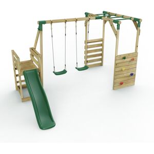 (Monkey Bars plus Deck & 6ft Slide - Venus, Green) Rebo Wooden Children's Swing (Monkey Bars plus Deck & 6ft Slide - Venus, Green) Rebo Wooden Children's Swing