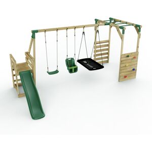 (Monkey Bars plus Deck & 6ft Slide - Halley, Green) Rebo Wooden Children's Swing (Monkey Bars plus Deck & 6ft Slide - Halley, Green) Rebo Wooden Children's Swing