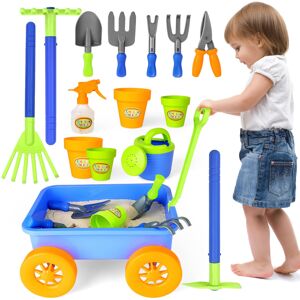 deAO Toys deAO Pull along Kids Wagon Wheelbarrow and Gardening Tools Play Set Includes 10 deAO Toys deAO Pull along Kids Wagon Wheelbarrow and Gardening Tools Play Set Includes 10
