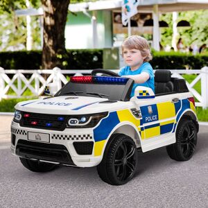 HOMCOM 12V Kid Electric Ride On Police Car - White - Kids Electric Ride-On Car HOMCOM 12V Kid Electric Ride On Police Car - White - Kids Electric Ride-On Car