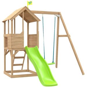 TP TOYS TP Treehouse Wooden Play Tower with Wavy Slide & Swing Arm - FSC certified TP TOYS TP Treehouse Wooden Play Tower with Wavy Slide & Swing Arm - FSC certified