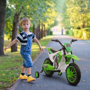 HOMCOM 12V Kids Electric Motorbike Ride-On Motorcycle w/ Training Wheels - Green HOMCOM 12V Kids Electric Motorbike Ride-On Motorcycle w/ Training Wheels - Green