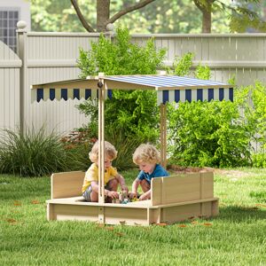Outsunny Kids Square Wooden Sandpit, Children Sandbox Outdoor Playset Outsunny Kids Square Wooden Sandpit, Children Sandbox Outdoor Playset