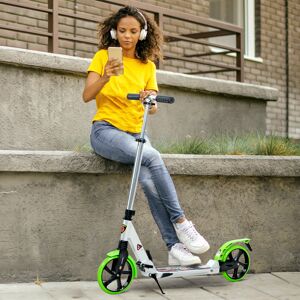 HOMCOM Folding Kick Scooter with Big Wheels for 14+ Teens Adult, Green HOMCOM Folding Kick Scooter with Big Wheels for 14+ Teens Adult, Green