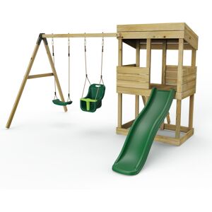(Everglades - Swings) Rebo Wooden Lookout Tower Playhouse with 6ft Slide (Everglades - Swings) Rebo Wooden Lookout Tower Playhouse with 6ft Slide