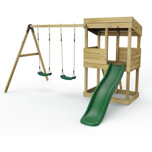 (Bryce - Swings) Rebo Wooden Lookout Tower Playhouse with 6ft Slide (Bryce - Swings) Rebo Wooden Lookout Tower Playhouse with 6ft Slide
