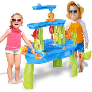 deAO Toys 3-Tier Sand and Water Play Table Kids Outdoor Activity Set with Lid 10+ Beach Ac deAO Toys 3-Tier Sand and Water Play Table Kids Outdoor Activity Set with Lid 10+ Beach Ac