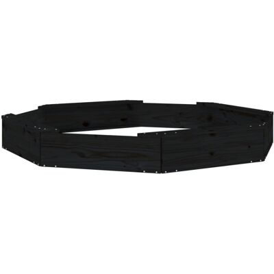 vidaXL Black Pine Octagon Sandbox with Seats - Outdoor Kids Toy vidaXL Black Pine Octagon Sandbox with Seats - Outdoor Kids Toy