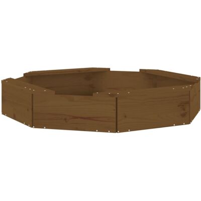 vidaXL Honey Brown Pine Octagon Sandbox with Seats for Kids - Outdoor Play vidaXL Honey Brown Pine Octagon Sandbox with Seats for Kids - Outdoor Play