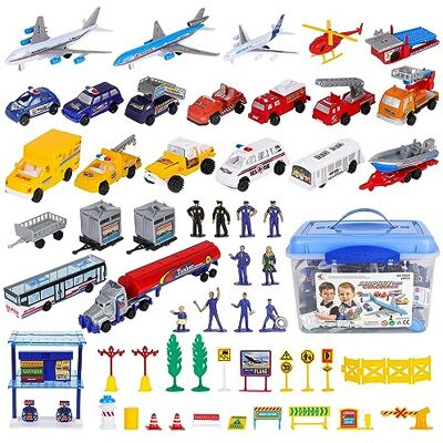 deAO Toys deAO Deluxe 55-Piece Kids Commercial Airport Set in Storage Bucket with Toy Airp deAO Toys deAO Deluxe 55-Piece Kids Commercial Airport Set in Storage Bucket with Toy Airp