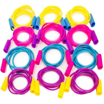 Boley Kids Jump Rope Set - 12 Pack 7ft Durable Skipping Ropes with Non-Slip Han Boley Kids Jump Rope Set - 12 Pack 7ft Durable Skipping Ropes with Non-Slip Han