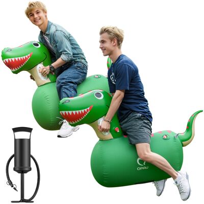 QPAU Inflatable Bouncy Dinosaur 2 PCS with Hand Pump, Heavy Duty Giant Bouncy Pa QPAU Inflatable Bouncy Dinosaur 2 PCS with Hand Pump, Heavy Duty Giant Bouncy Pa