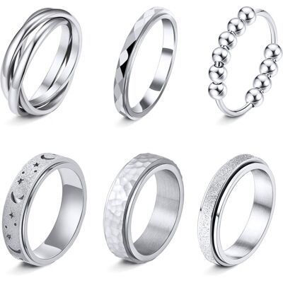 LOFITOR Gold Fidget Rings for Women Men Anti Anxiety Stress Spinner Ring LOFITOR Gold Fidget Rings for Women Men Anti Anxiety Stress Spinner Ring
