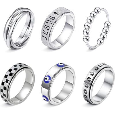 LOFITOR Gold Fidget Rings for Women Men Anti Anxiety Stress Spinner Ring LOFITOR Gold Fidget Rings for Women Men Anti Anxiety Stress Spinner Ring