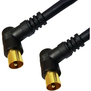 Loops 2x 1m TV Aerial Coaxial Cable Right Angle Male to Plug Lead Gold Connectors Loops 2x 1m TV Aerial Coaxial Cable Right Angle Male to Plug Lead Gold Connectors