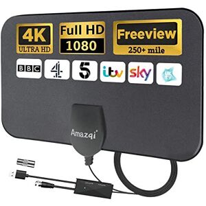 Amazqi TV Aerial Indoor 250 Miles Long Range 4K Digital HD Amplified TV Aerial with Sig Amazqi TV Aerial Indoor 250 Miles Long Range 4K Digital HD Amplified TV Aerial with Sig