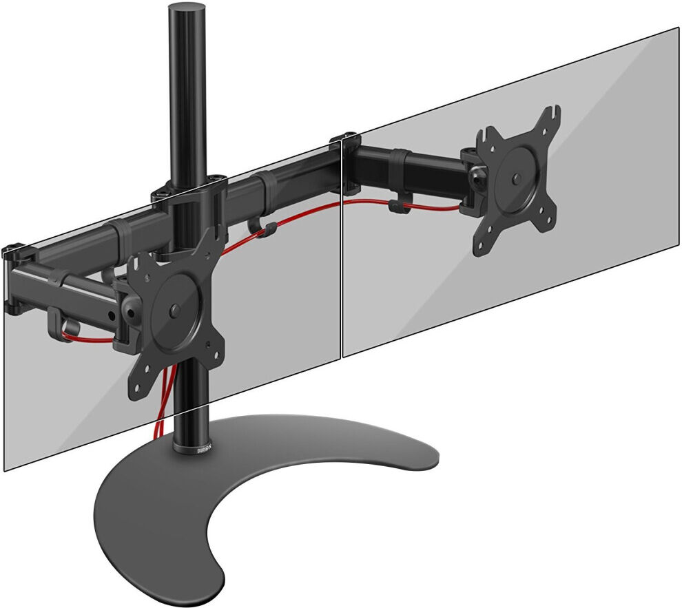 Duronic Steel DM25D2 Double Twin LCD LED Freestanding Desk Mount Monitor Arm Sta