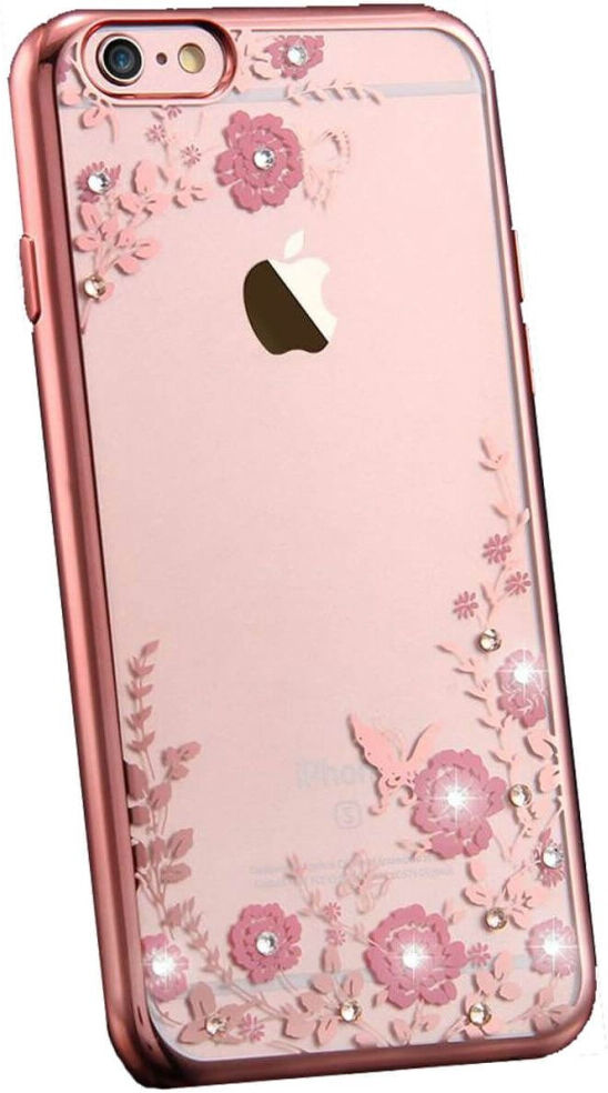 Unbranded (Rose Gold, For Apple iPhone 6) Flower Bling Glitter Diamond Sparkly Soft Gel Ca