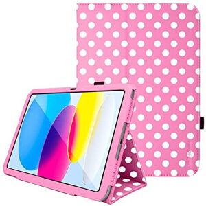 TECHGEAR - iPad 10th Gen 10.9 - Pink Polka Dot Leather Case TECHGEAR - iPad 10th Gen 10.9 - Pink Polka Dot Leather Case