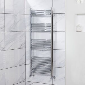 PlumbGalaxy Fjord 1200 x 500mm Curved Chrome Heated Towel Rail PlumbGalaxy Fjord 1200 x 500mm Curved Chrome Heated Towel Rail