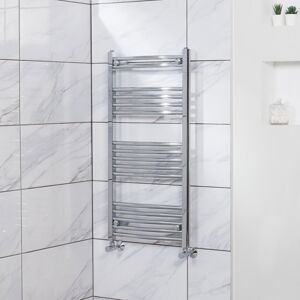 PlumbGalaxy Fjord 1000 x 500mm Curved Chrome Heated Towel Rail PlumbGalaxy Fjord 1000 x 500mm Curved Chrome Heated Towel Rail